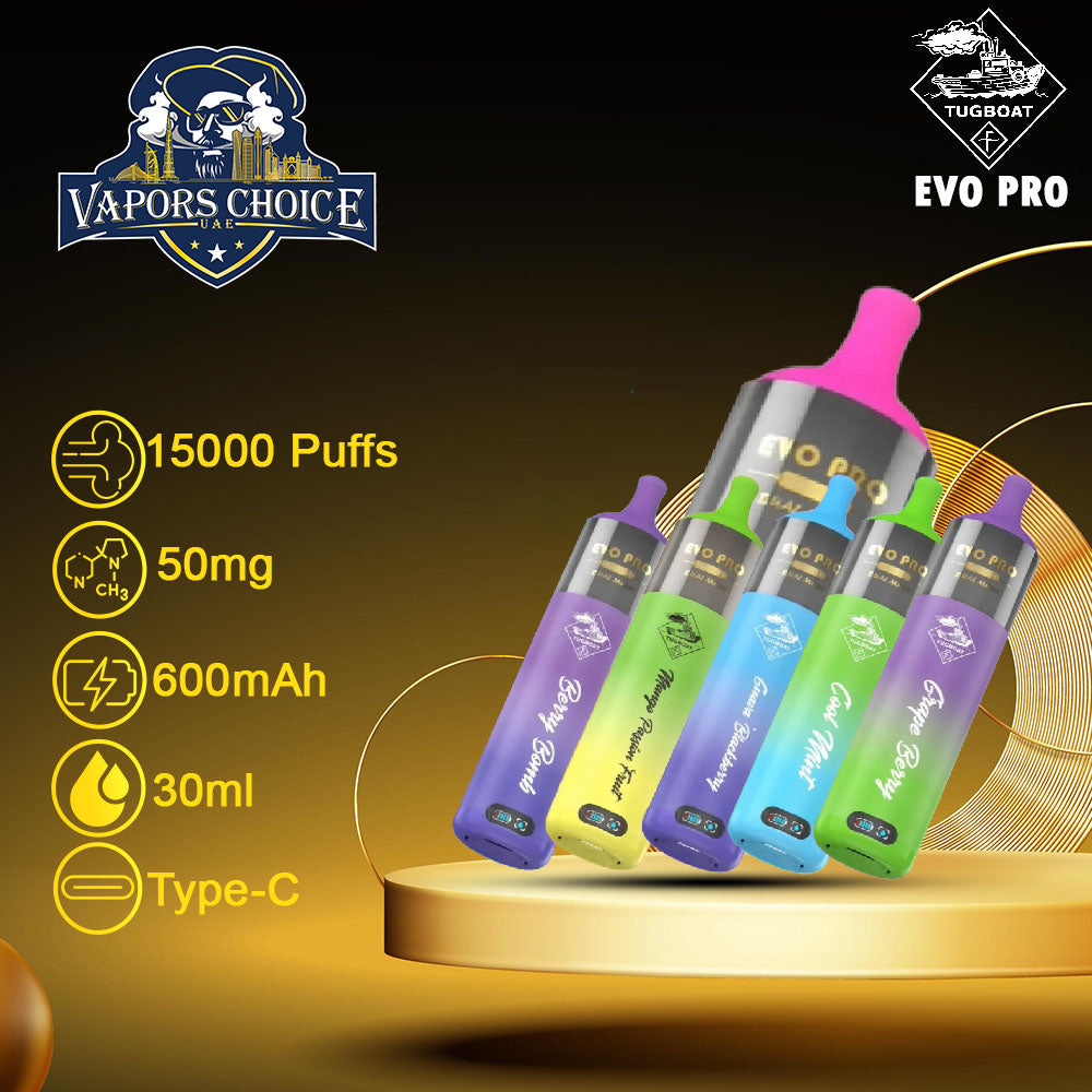 Tugboat EVO PRO (50mg) 15000 PUFFS - DISPOSABLE VAPE 2st UAE Dubai